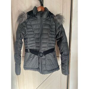 THE NORTH FACE 600 Goose Down Belted Fur Hooded Full Zip Grey Jacket Womens S